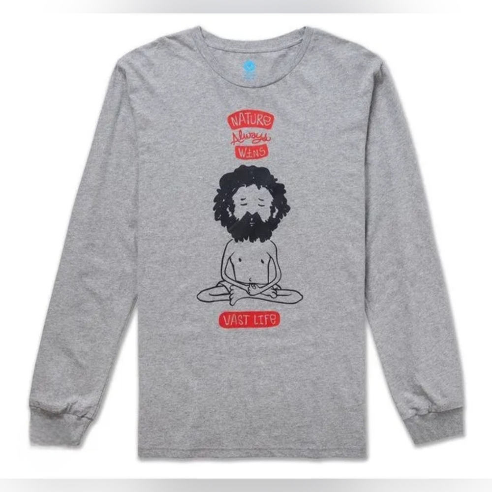 Vast Life Gray Long Sleeve Graphic Tee NWT 100% Cotton Size L